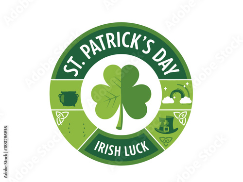 St. Patrick's Day Celebration with Shamrock and Leprechaun Hat Graphics