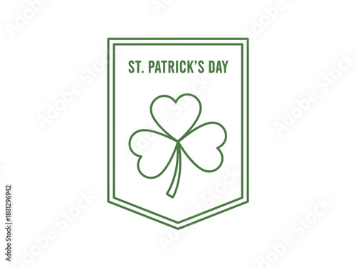 St. Patrick's Day Illustration Featuring Shamrock in a Badge