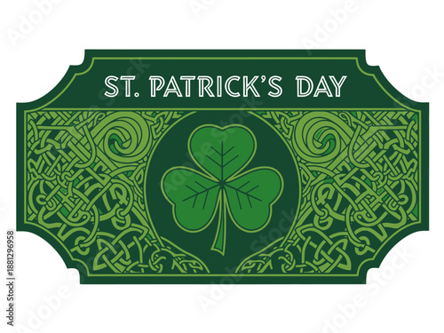 St. Patrick's Day Celebration Banner Featuring Shamrock and Celtic Knotwork Design
