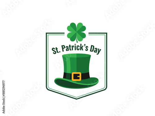 St. Patrick's Day celebration illustration featuring hat, shamrock, and festive elements in a graphic design