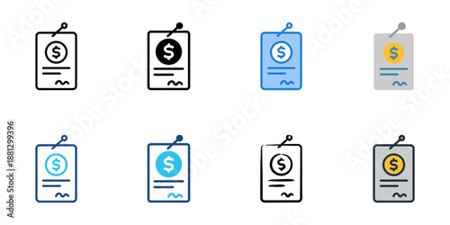 Payment Terms icons set multiple style collection. Editable stroke 
