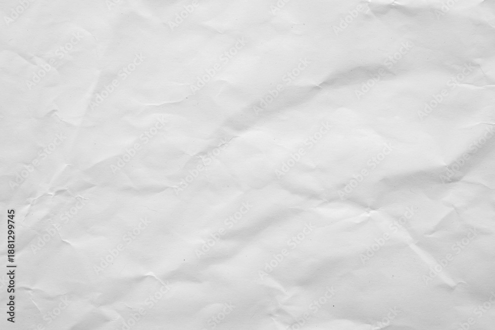 Fototapeta premium Blank white wrinkled crumpled paper sheet texture background