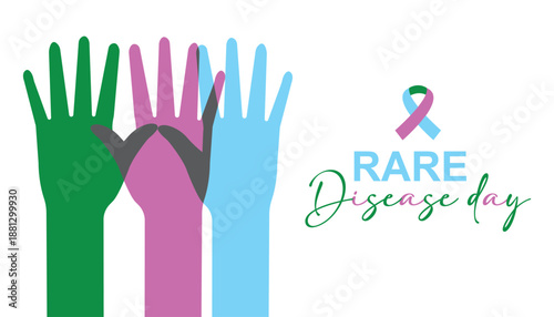 February is Rare Disease Day. Vector template Design for banner, greeting card, poster, prints, social media post ,flyer , T shirt with background.