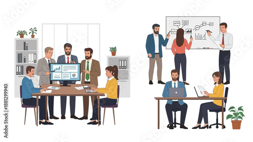 Business Professionals Working Together in Office.