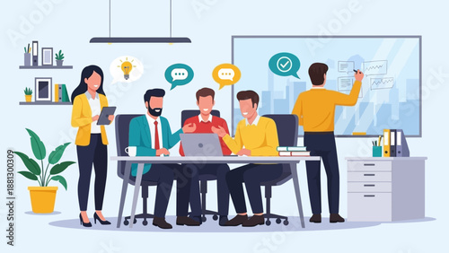 Group of Business Professionals Discussing Project.