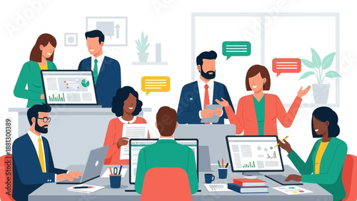 Group of Business Professionals Collaborating Together.