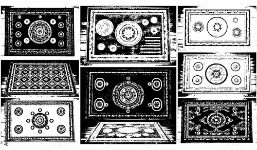 Cartoon Home Rug and Carpet Vector Elements for Interior Design Layouts