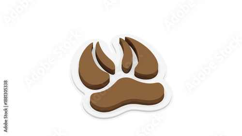 Distinct Cow Hoof Print 3D Vector Icon with Embossed Effect in Earthy Brown & Off-White