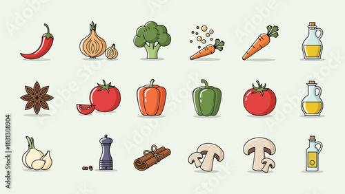 Collection Of Fresh Raw Healthy Vegetables And Ingredients Organized Group For Culinary Design And Healthy Eating Concepts