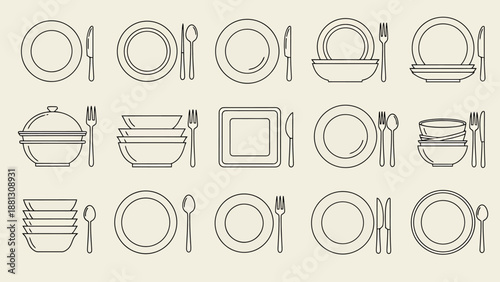 Collection Ceramic Dishware Ceramic Dishes Tableware Cutlery Dining Set Meal Preparation Flatware Service Items Kitchenware Ceramic Plates Bowls Cups