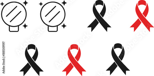 Heartbeat ECG pulse icon set, medical cardiology line symbol collection in flat vector style