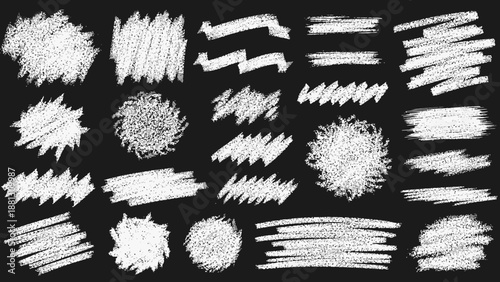 Collection of white brush strokes and textures.