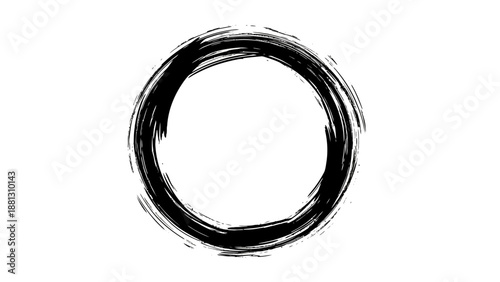 Black Circle Brush Stroke Drawing.
