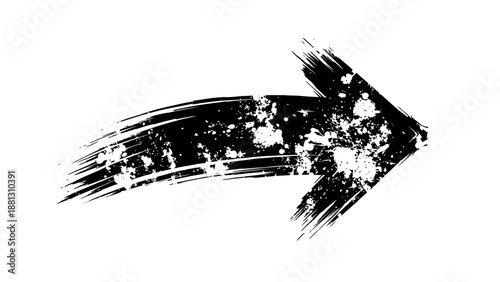 Black Arrow Brush Stroke Symbol.