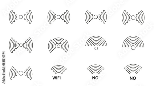 Wifi signal icons on white background.