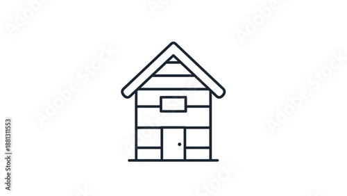 Simple Log Cabin House Icon.