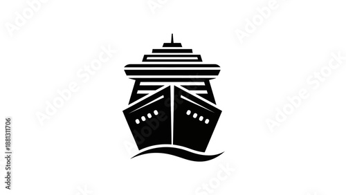 Cruise Ship Front View Illustration.