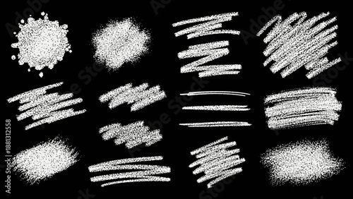 Collection of white brush strokes.