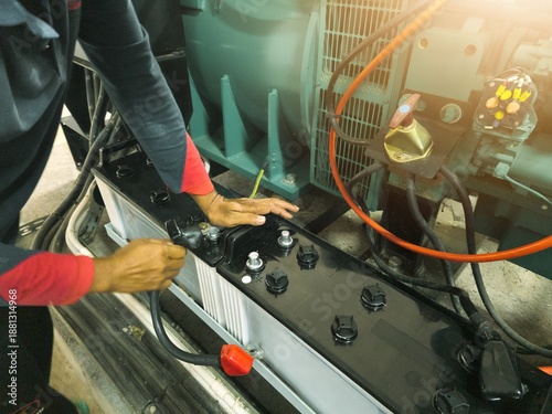 Repair and installation of engine generator battery terminals in industry