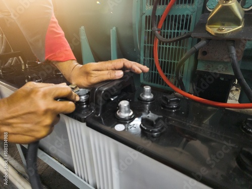 Repair and installation of engine generator battery terminals in industry
