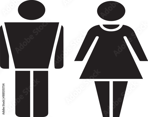 Futuristic Rigid Geometric Male and Female Humanoid Silhouette Vector