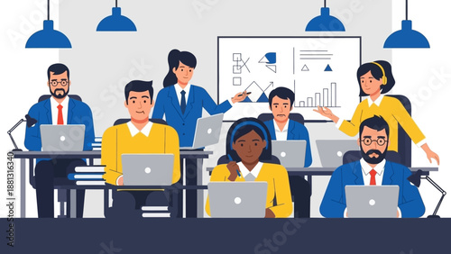 Group of Business Professionals Working Together.