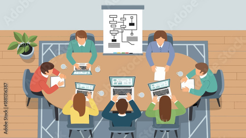 Group of People Working Together at Table.