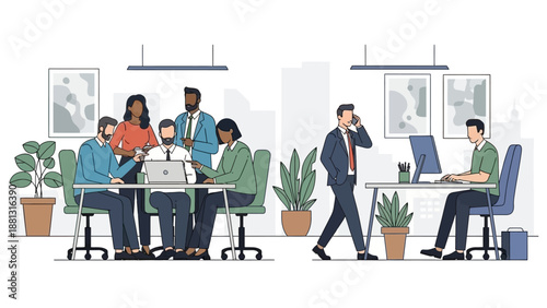 Business Professionals Working Together in Modern Office.