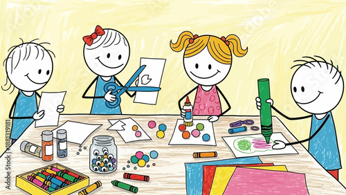 Children's Art Class: Fun Crafts, Drawing, Painting, and Cutting Paper