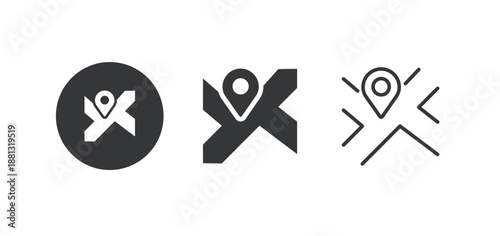 Map pin icon. Multi series icon. Perfect pixel isolated on white background. Vector illustration