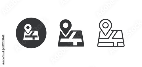 Map pin icon. Multi series icon. Perfect pixel isolated on white background. Vector illustration