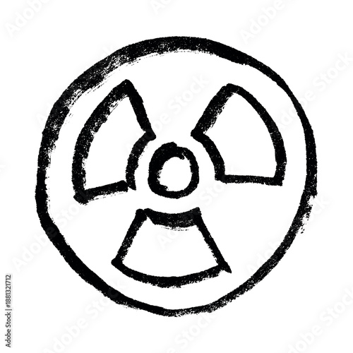 Hand drawn radiation sign Nuclear radiation hazard symbol Radioactive danger warning sign clipart in doodle style Nuclear safety Radioactive waste Single element for print, web, design, decor