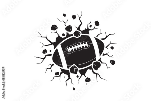 American football thrown through a wall silhouette vector art