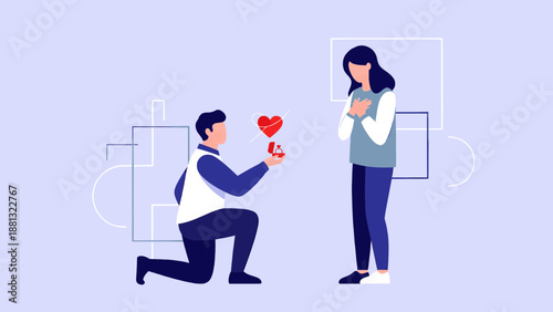 Man proposing to woman with heart