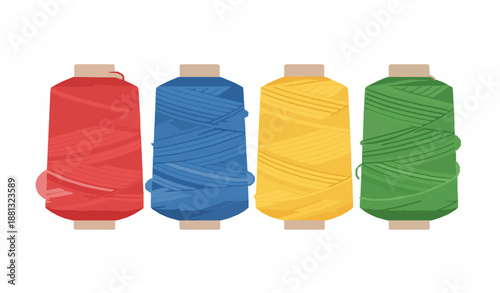 Colorful Thread Spool Vector Set Yarn Bobbin Reel for Dressmakers Illustration