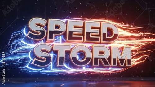 Dynamic Speed Storm Text Effect with Electric Energy Trails.