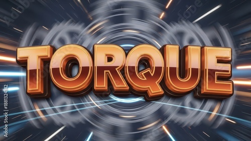 Dynamic Torque Text Effect with Gears and Motion Blur Background.
