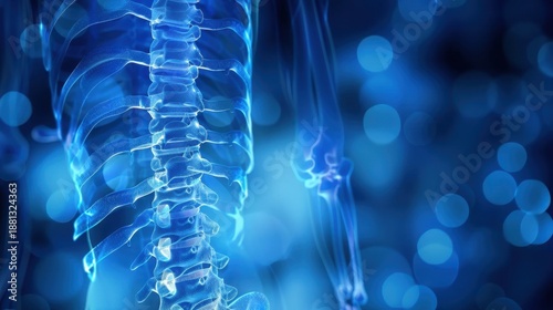 Wallpaper Mural Anatomical Illustration of Human Spine with Bokeh Effect in Blue Hue for Medical and Educational Use Torontodigital.ca