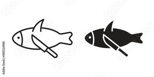 Fish and a knife icons for web developers and designers,
