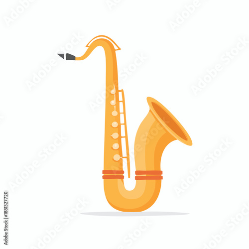 Cartoon Style Gold Saxophone Instrument Isolated for Music and Jazz Theme Designs