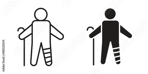 Man with broken leg icons for web developers and designers,