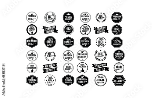 Black and white premium quality and best quality badges and seals high quality 100 percent