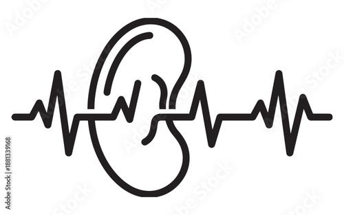 Hearing loss concept with ear and sound wave illustration