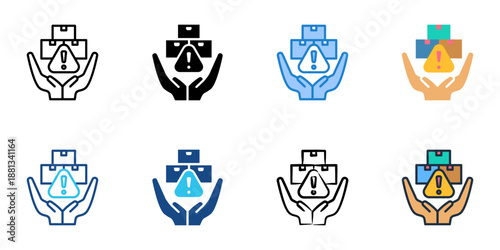 Risk Management icons set multiple style collection. Editable stroke 
