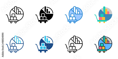 Procurement Dashboard icons set multiple style collection. Editable stroke 

