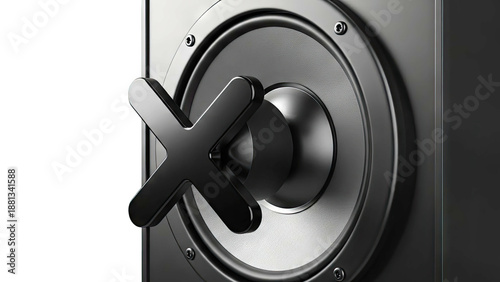 Close-up of a black speaker with an X-shaped tweeter