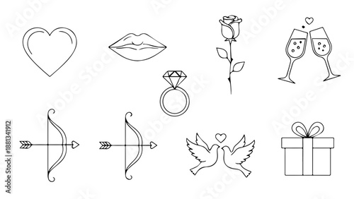 Illustrations of love and celebration isolated on white background, Vector