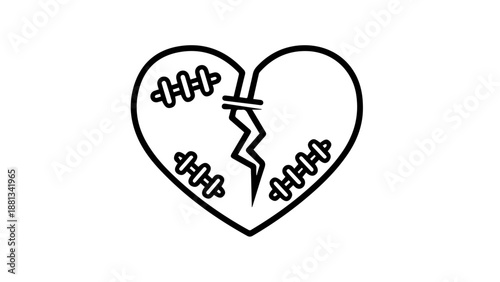 Broken heart illustration isolated on white background, Vector