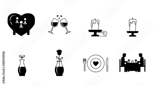 Celebratory moments and intimate settings isolated on white background, Vector