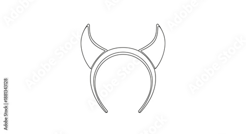 Minimalist devil horn headband illustration isolated on a white background